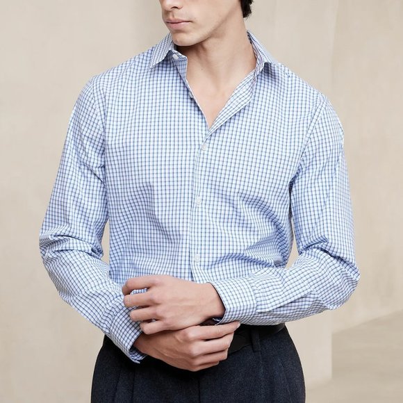 Banana Republic Factory Other - NWT Banana Republic Men's Blue Plaid Slim Dress Shirt